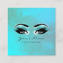Makeup Artist Eyes Lashes Extension Ocean Blue Quadratische Visitenkarte