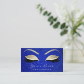 Makeup Artist Eyes Lashes Glitzer Cobalt Blue Gold Visitenkarte (Stehend Vorderseite)