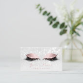 Makeup Artist Eyes Lashes Glitzer Pink Blush Grau Visitenkarte (Stehend Vorderseite)