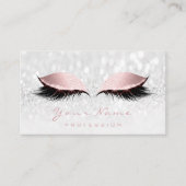 Makeup Artist Eyes Lashes Glitzer Pink Blush Grau Visitenkarte (Vorderseite)