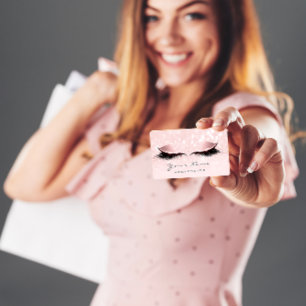 Makeup Artist Eyes Lashes Glitzer Pink Blush Visitenkarte