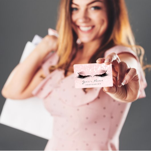 Makeup Artist Eyes Lashes Glitzer Pink Blush Visitenkarte