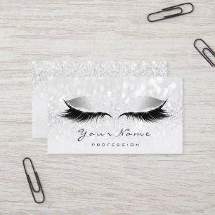 Makeup Artist Eyes Lashes Glitzer Silver Gray Visitenkarte