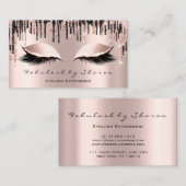 Makeup Artist Eyes Lashes Glitzer Tropfen Rose Bla Visitenkarte (Vorne/Hinten)