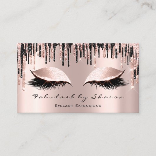 Makeup Artist Eyes Lashes Glitzer Tropfen Rose Bla Visitenkarte (Vorderseite)