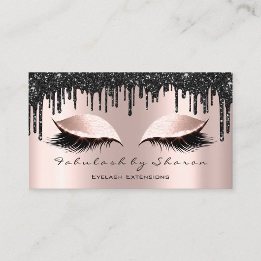 Makeup Artist Eyes Lashes Glitzer Tropfen Rose Bla Visitenkarte (Vorderseite)