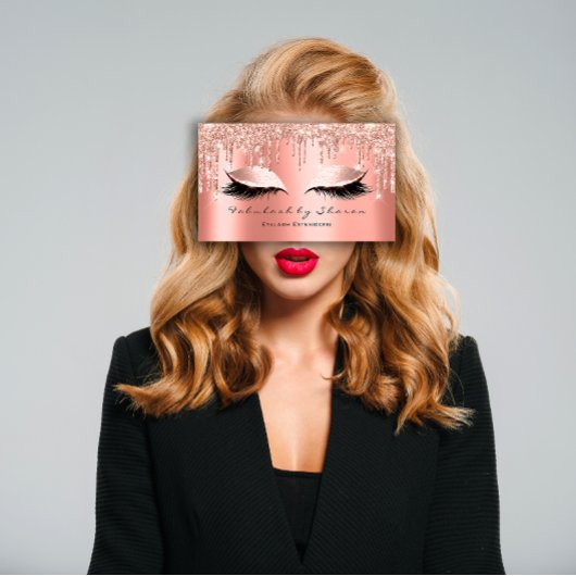 Makeup Artist Eyes Lashes Glitzer Tropfen Rose Cor Visitenkarte