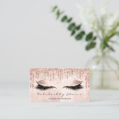 Makeup Artist Eyes Lashes Glitzer Tropfen Rose Gol Visitenkarte (Stehend Vorderseite)