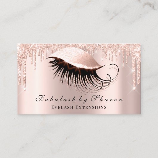 Makeup Artist Eyes Lashes Glitzer Tropfen Rose Lux Visitenkarte (Vorderseite)