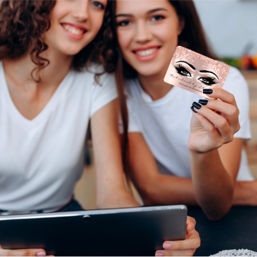 Makeup Artist Eyes Lashes Glitzer Tropfen Rose Lux Visitenkarte