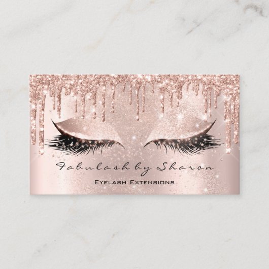 Makeup Artist Eyes Lashes Glitzer Tropfen Rose Pow Visitenkarte (Vorderseite)