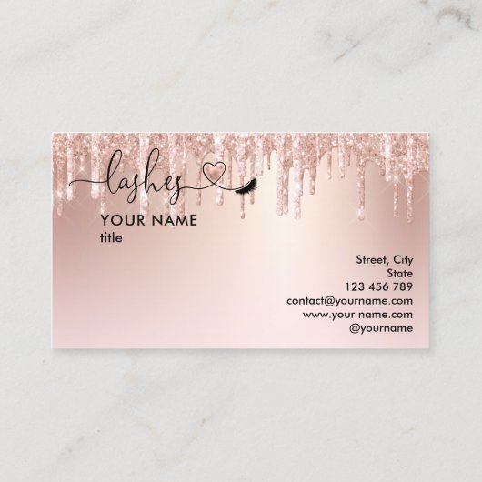 Makeup Artist Eyes Lashes Rosa Glitzer Busi Visitenkarte (Rückseite)
