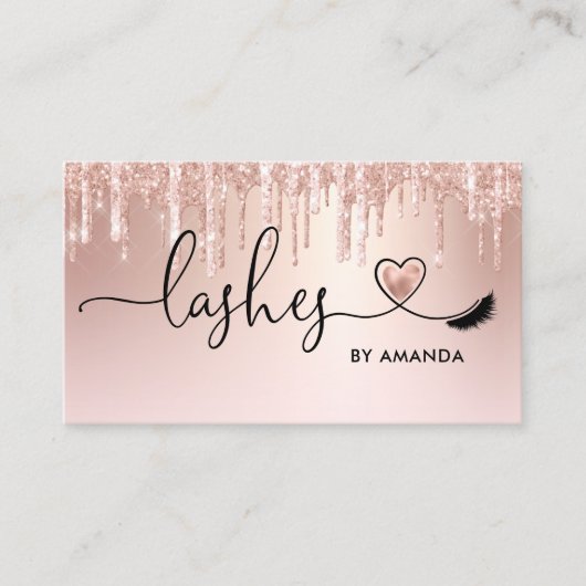 Makeup Artist Eyes Lashes Rosa Glitzer Busi Visitenkarte (Vorderseite)