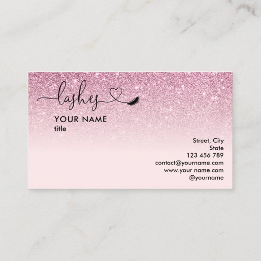 Makeup Artist Eyes Lashes Rosa Glitzer Busi Visitenkarte (Rückseite)