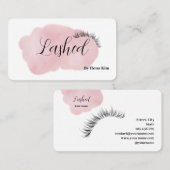 Makeup Artist Eyes Lashes Rosa Wasserfarbe Visitenkarte (Vorne/Hinten)