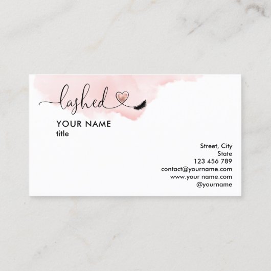 Makeup Artist Eyes Lashes Rosa Wasserfarbe Visitenkarte (Rückseite)