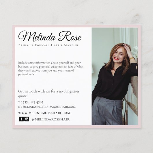 Makeup Artist Fairstylist Beruflich Pink Floral Flyer (Hinten)