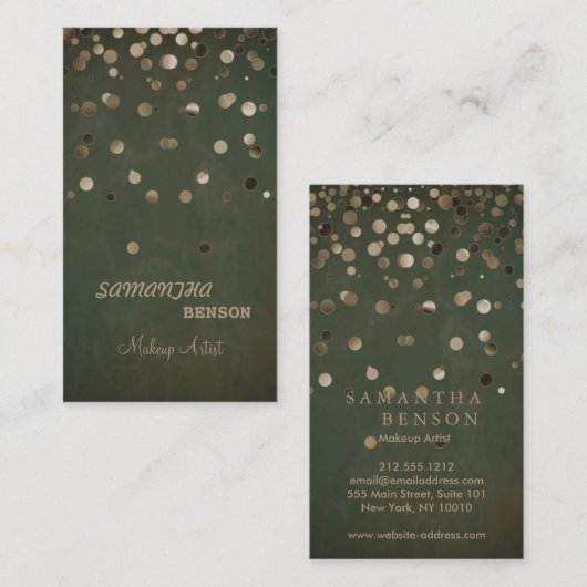 Makeup Artist Fashion Glow Glitzer Sparkle Gold Visitenkarte (Vorne/Hinten)