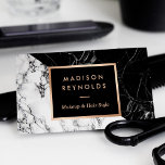 Makeup Artist Fashionable Mixed Black White Marble Visitenkarte<br><div class="desc">This Fashionable Mixed Black White Marble Business Card is the perfect choice for professionals in the beauty industry, wedding planners, or anyone looking to showcase their personal brand with a trendy and modern design. The unique combination of black and white marble creates a sleek and stylish look that is sure...</div>