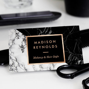 Makeup Artist Fashionable Mixed Black White Marble Visitenkarte
