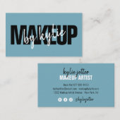 Makeup artist fett signieren Skript pastellblau Visitenkarte (Vorne/Hinten)