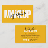 Makeup artist fett signiert fett gelb visitenkarte (Vorne/Hinten)