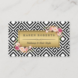 Makeup Artist Floral Gold Abstrakt Geometric Visitenkarte