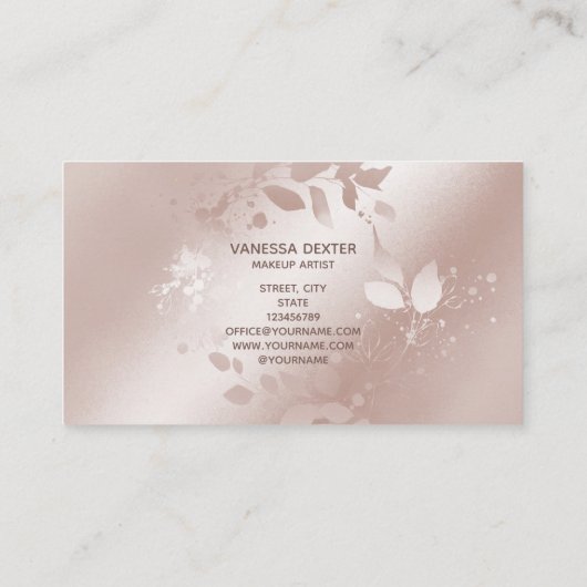 Makeup Artist Floral Lash Event Planner Rose Gold Visitenkarte (Rückseite)