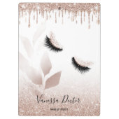 Makeup Artist Floral Lashes Tropfen Rose Gold Klemmbrett (Rückseite)