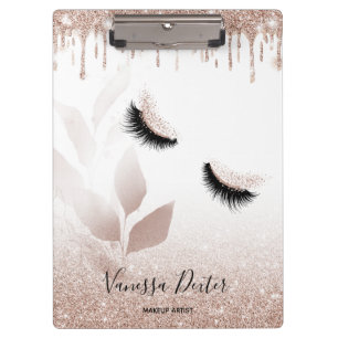 Makeup Artist Floral Lashes Tropfen Rose Gold Klemmbrett