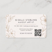 Makeup Artist Floral QR Code Visitenkarte (Rückseite)