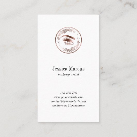 Makeup artist Floral Rose Gold Eyelashes Lashes Visitenkarte (Rückseite)