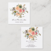 Makeup Artist Floral Watercolor Boho Quadratische Visitenkarte (Vorne/Hinten)