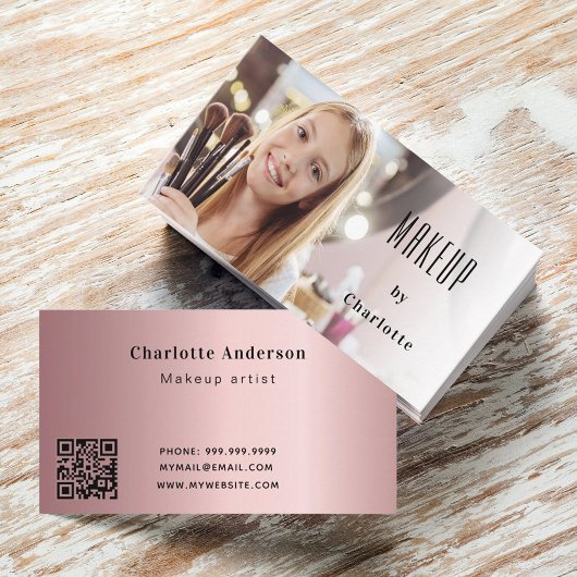 Makeup artist Foto beauty blush QR-Code Visitenkarte