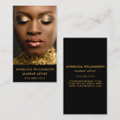 Makeup Artist Foto Gold Visitenkarte (Vorne/Hinten)