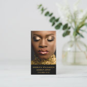 Makeup Artist Foto Gold Visitenkarte (Stehend Vorderseite)