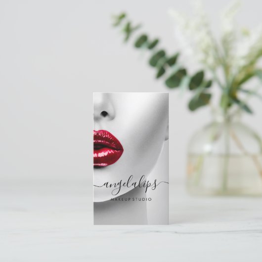 Makeup Artist Foto Lippenstift Glanz Visitenkarte (Stehend Vorderseite)