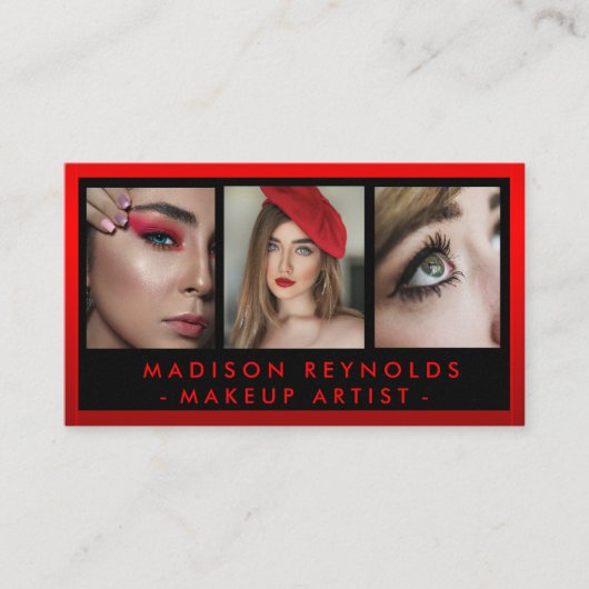 Makeup Artist Foto Lippenstift Glanz Visitenkarte (Vorderseite)