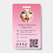 Makeup artist Foto qr Code rosa kleine Unternehmen Ausweis (Vorderseite)