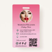 Makeup artist Foto qr Code rosa kleine Unternehmen Ausweis (Vorderseite)