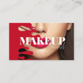 Makeup Artist Foto QR Code rote Visitenkarte (Vorderseite)