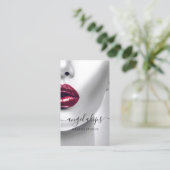 Makeup Artist Foto Rote Lippen Bordeaux Elegant Visitenkarte (Stehend Vorderseite)