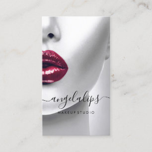 Makeup Artist Foto Rote Lippen Bordeaux Elegant Visitenkarte