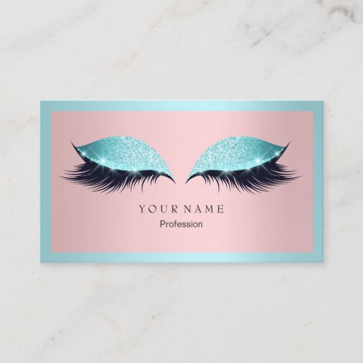 Makeup Artist Frame Glitzer Auge Aqua Tiffany Rosa Visitenkarte (Vorderseite)