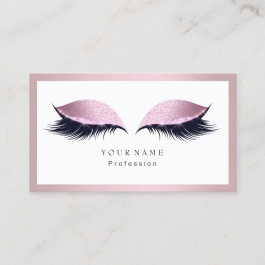 Makeup Artist Frame Glitzer Augen Lashes Pink Visitenkarte (Vorderseite)