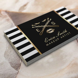 Makeup Artist Freelance Styling Moderne Streifen Visitenkarte