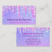 Makeup Artist Friseur Pink Holograph Unicorn Visitenkarte (Vorne/Hinten)
