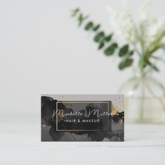 Makeup Artist Friseur Salon Abstrakt Smoky Black G Visitenkarte (Stehend Vorderseite)