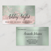 Makeup Artist Friseur Salon Lash Extension Mint Ro Visitenkarte (Vorne/Hinten)