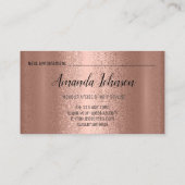 Makeup Artist Friseur Salon Lash Rose Skin Metal L Visitenkarte (Rückseite)